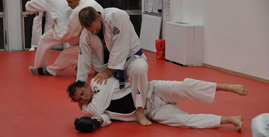 Gracie Combative Class Image With Two Individuals Working Out